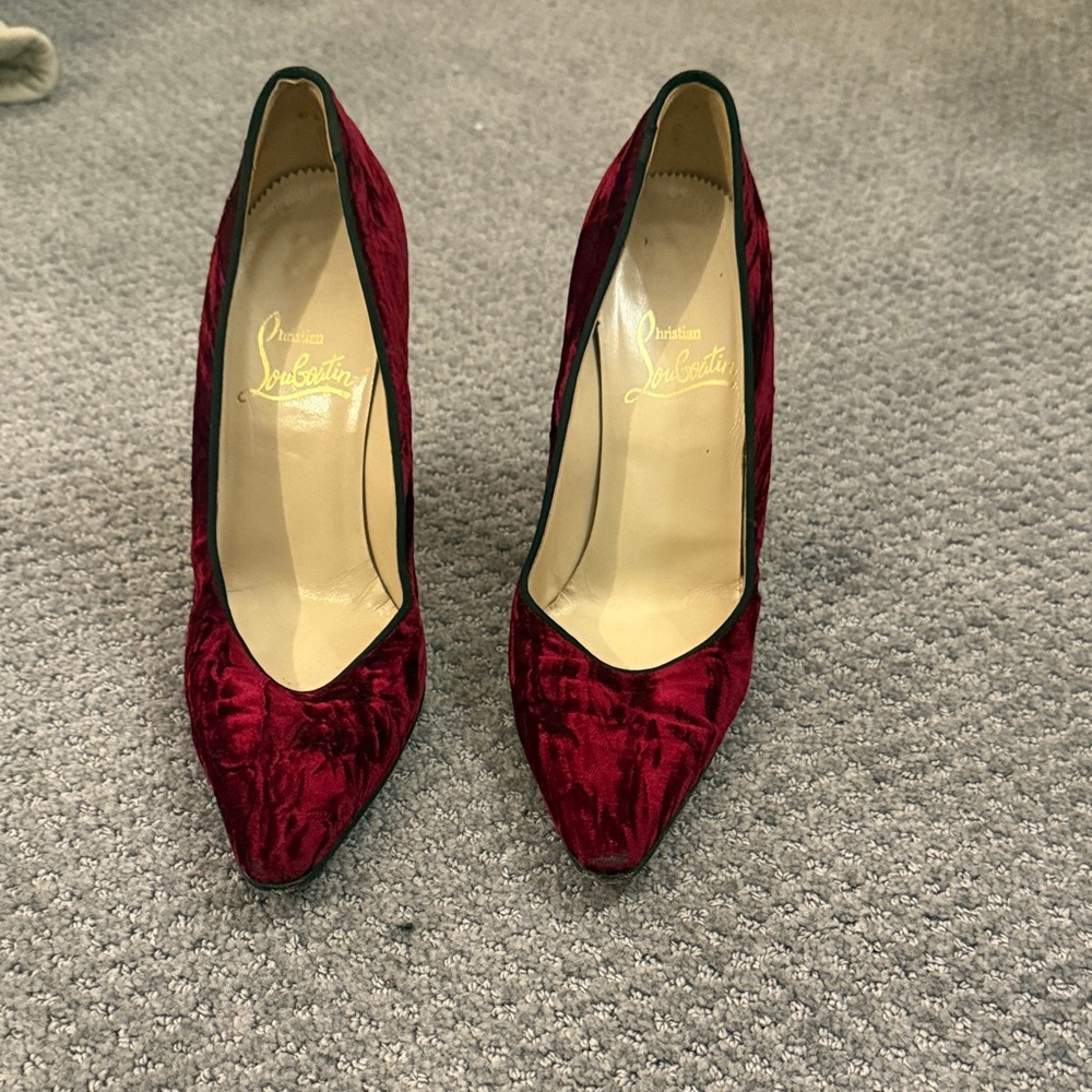 Christian Louboutin Crushed Red Velvet Pump